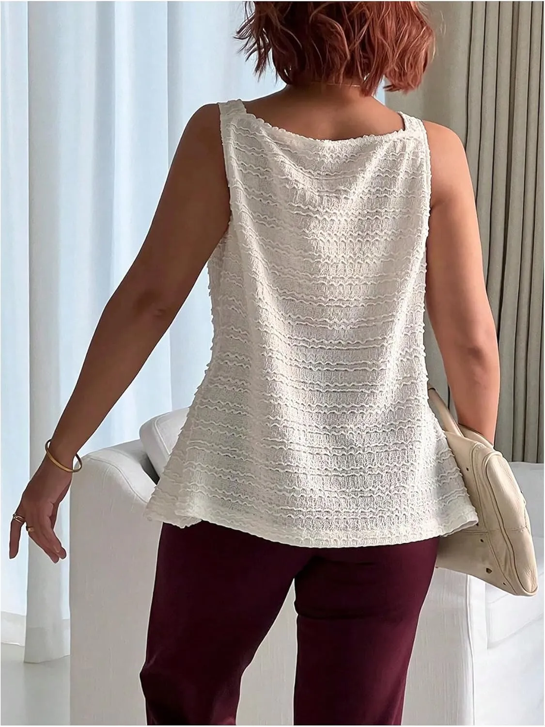 MakeMeChic Women's Plus Size Summer Textured Tank Tops Asymmetrical Button Sleeveless Vests Outerwear