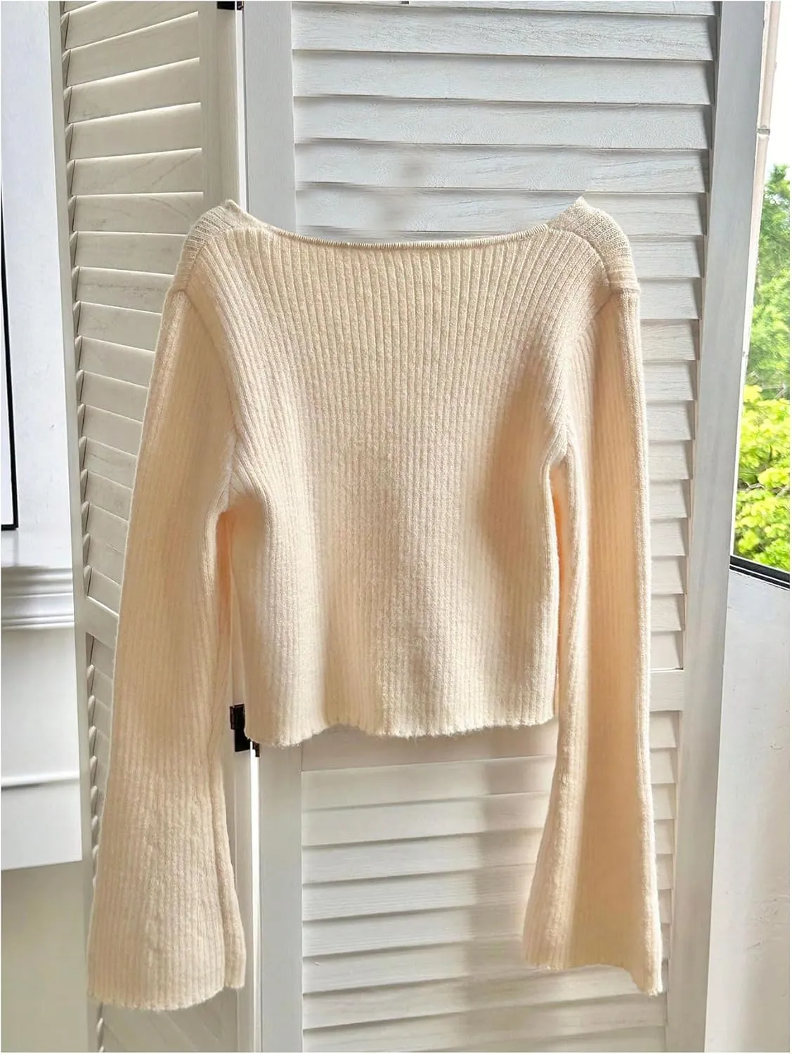 MakeMeChic Women's Tie Front V Neck Rib Knitted Long Sleeve Outerwear Cardigan Sweaters