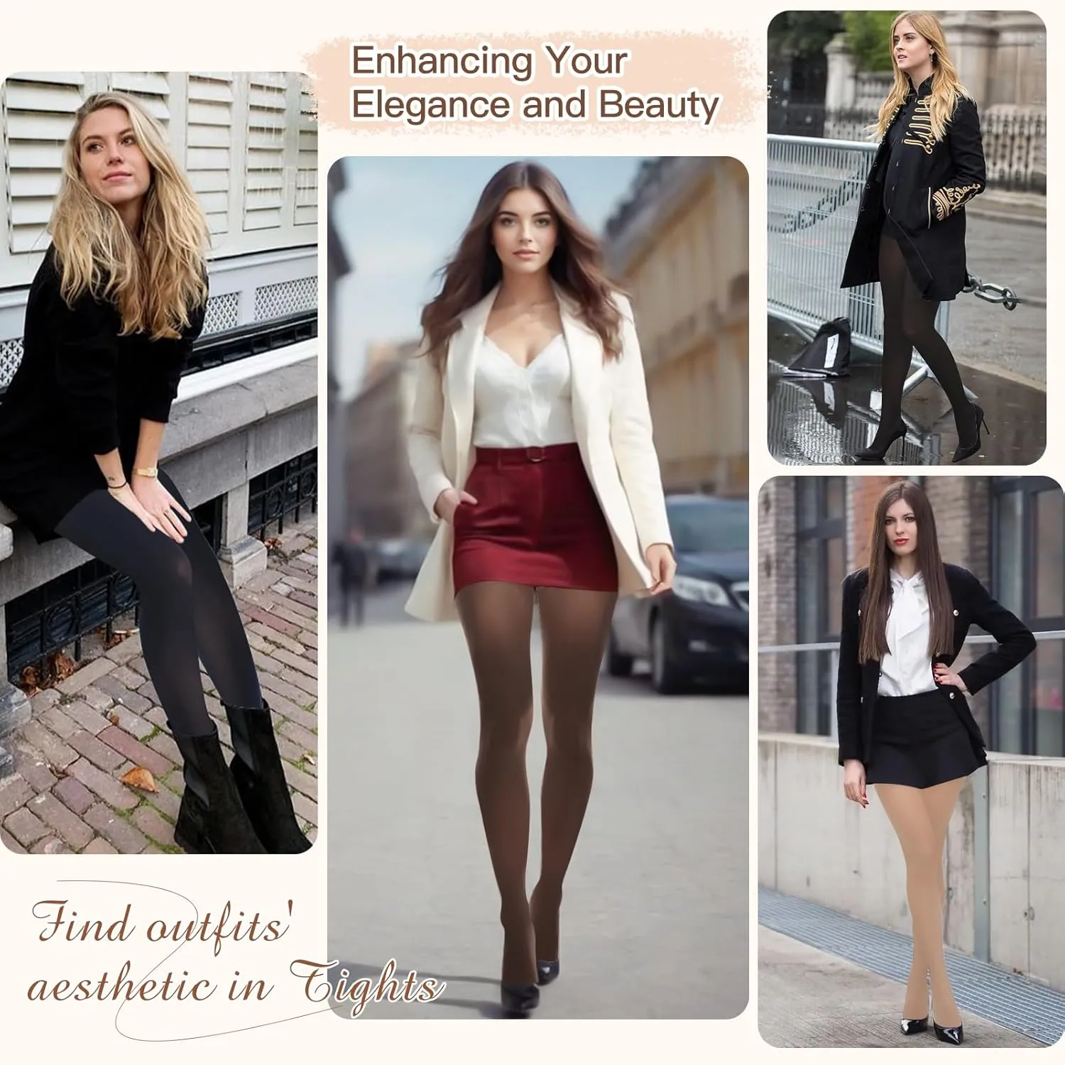 MANZI Women's 2-6 Pairs Opaque Control Top Tights Comfort Stretch 70 Denier Pantyhose