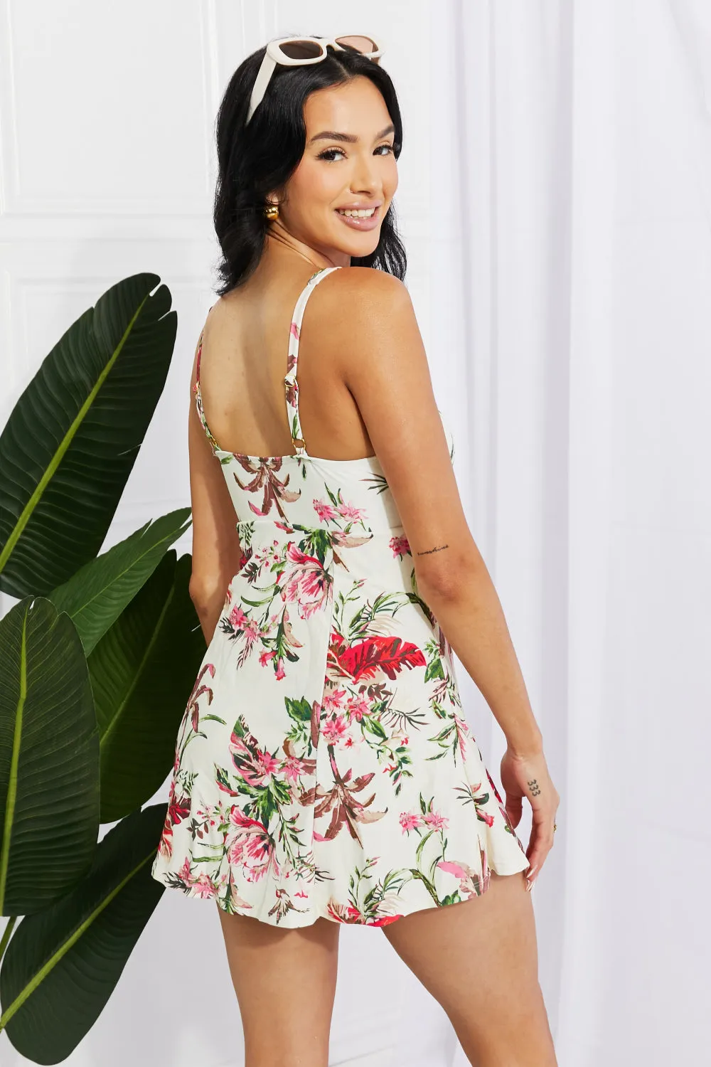 Marina West Swim Full Size Sail With Me V-Neck Swim Dress in Cream - Ships from The US
