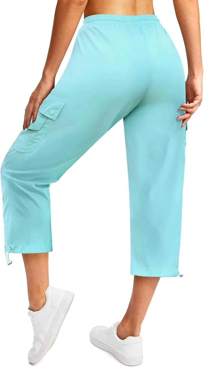 Marvmys Women's Cargo Capris Hiking Pants Lightweight Quick Dry Athletic Travel Cropped Pants with 6 Pockets