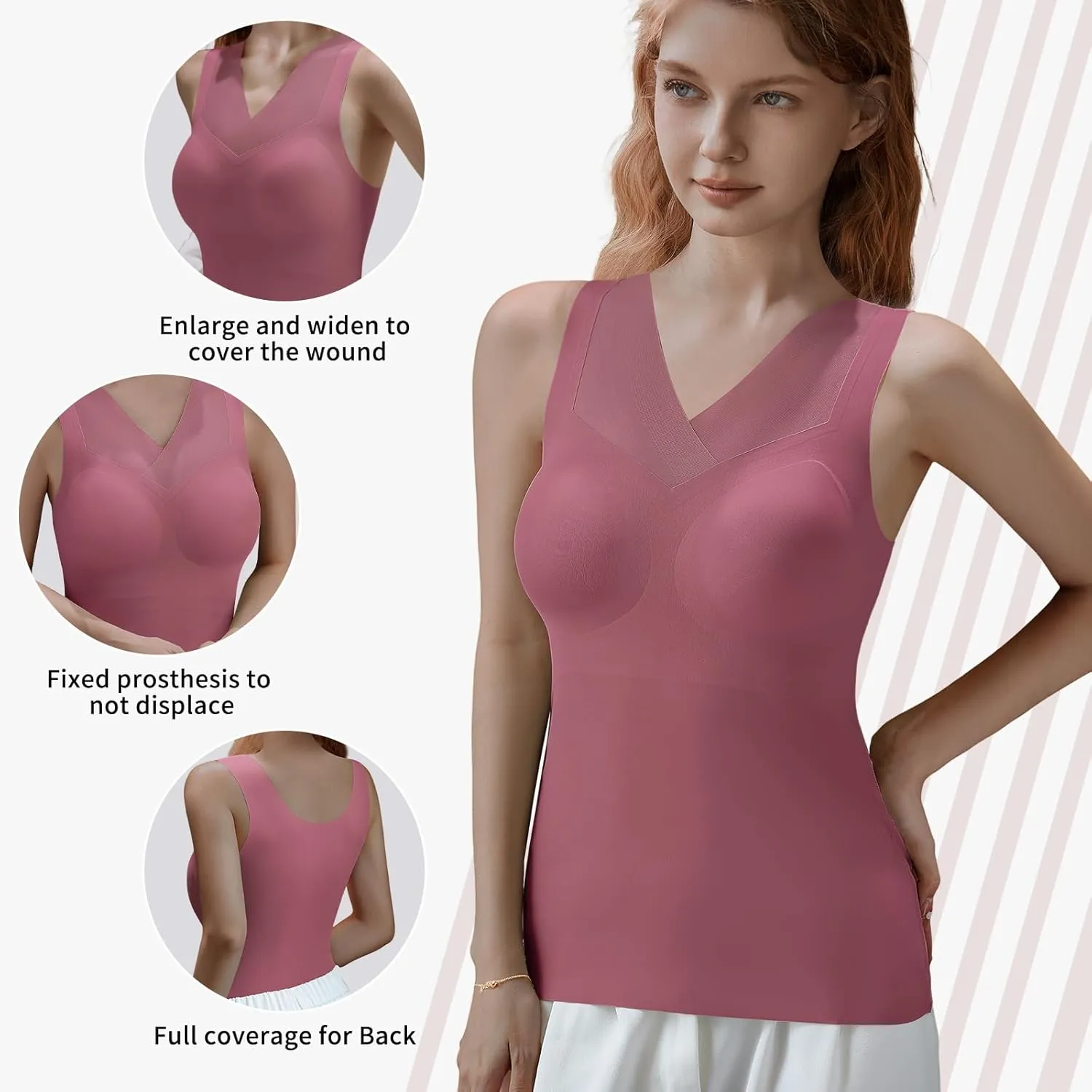 Mastectomy Camisoles with Prosthesis Breast, Comfort Women Post Sugical Tank Top, Prosthetic Breast Camisole