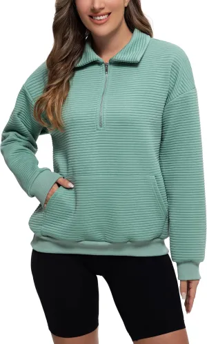 MathCat Womens Oversized Sweatshirts Half Zip Pullover Hoodies Casual Sweaters Loose Fit Fall Winter Fashion Clothes Outfits