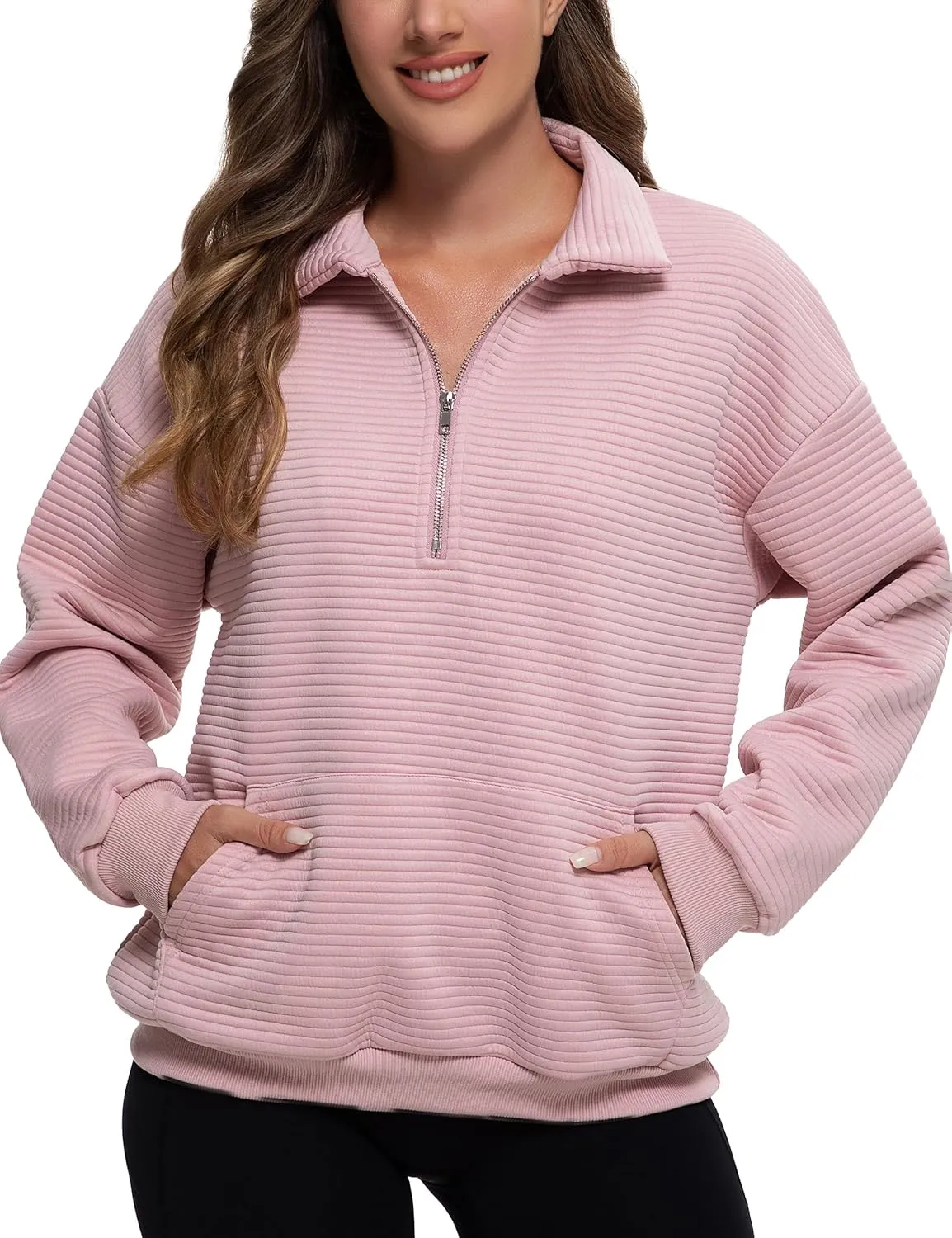 MathCat Womens Oversized Sweatshirts Half Zip Pullover Hoodies Casual Sweaters Loose Fit Fall Winter Fashion Clothes Outfits
