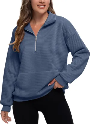MathCat Womens Oversized Sweatshirts Half Zip Pullover Hoodies Casual Sweaters Loose Fit Fall Winter Fashion Clothes Outfits