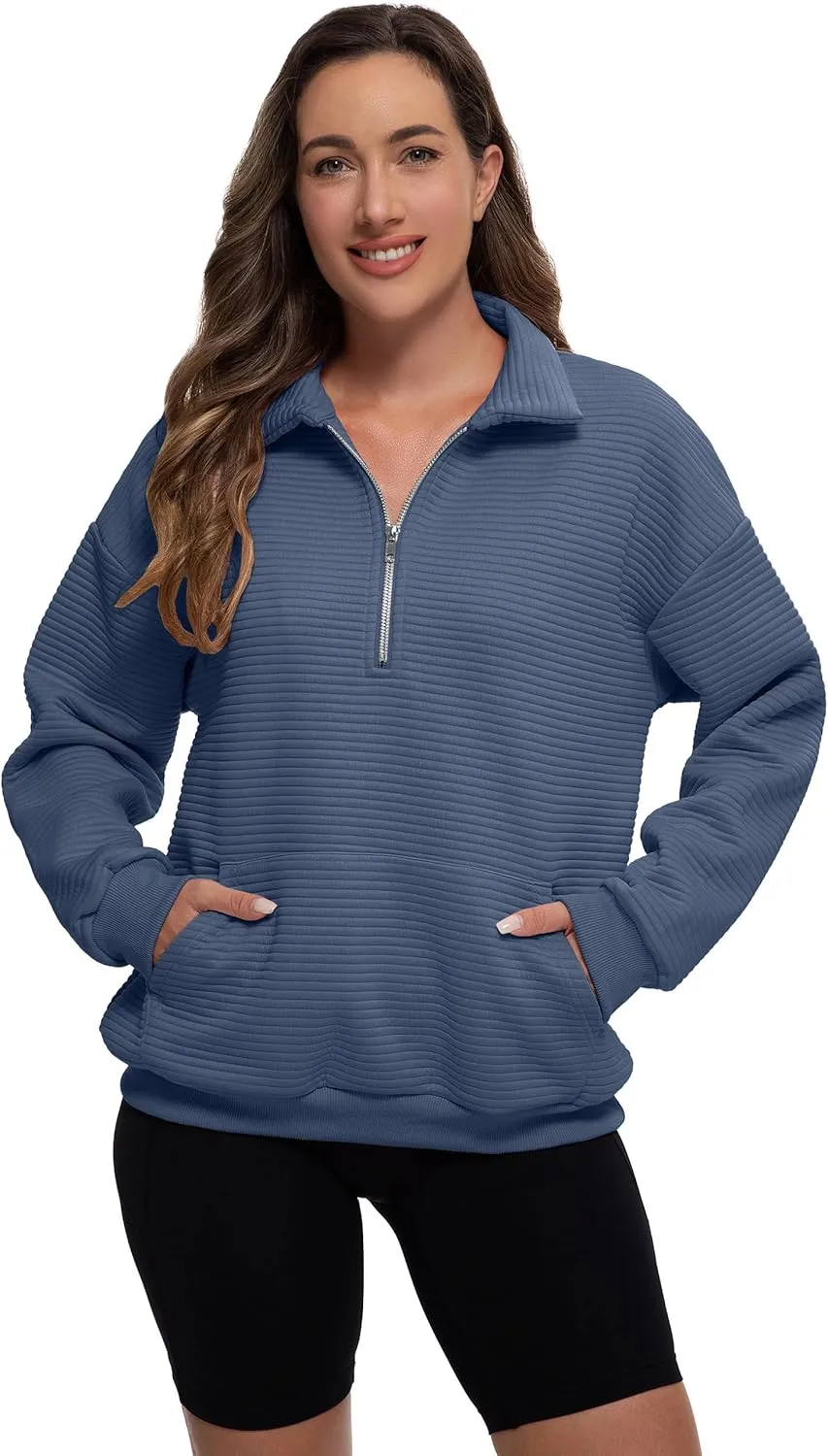 MathCat Womens Oversized Sweatshirts Half Zip Pullover Hoodies Casual Sweaters Loose Fit Fall Winter Fashion Clothes Outfits