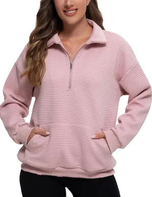 MathCat Womens Oversized Sweatshirts Half Zip Pullover Hoodies Casual Sweaters Loose Fit Fall Winter Fashion Clothes Outfits