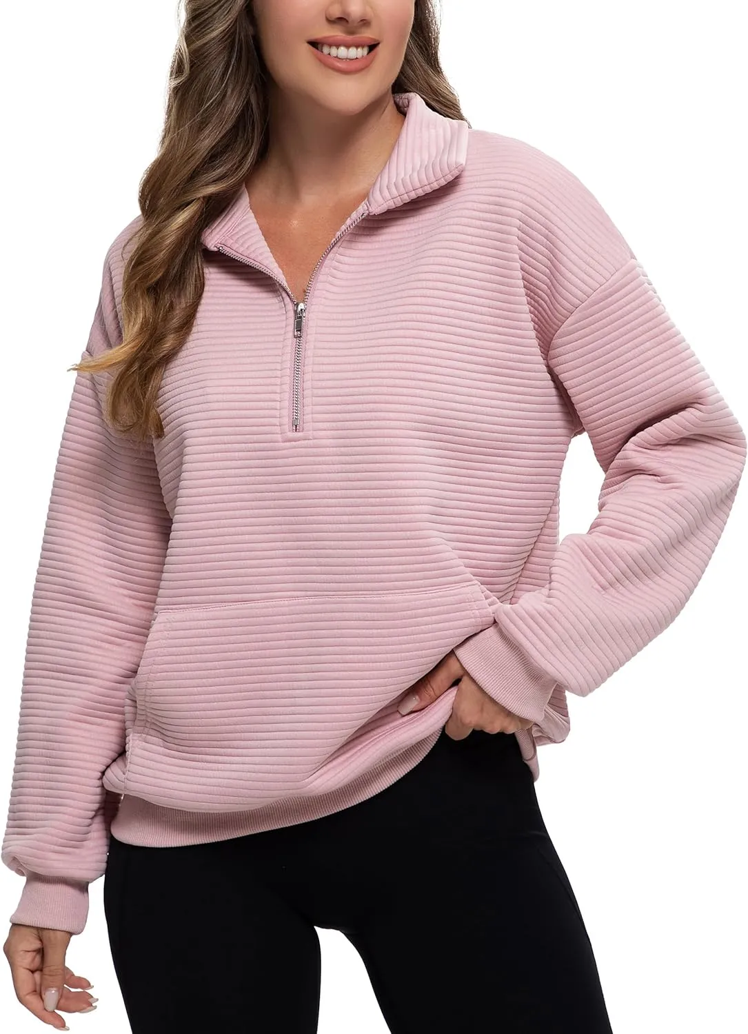 MathCat Womens Oversized Sweatshirts Half Zip Pullover Hoodies Casual Sweaters Loose Fit Fall Winter Fashion Clothes Outfits
