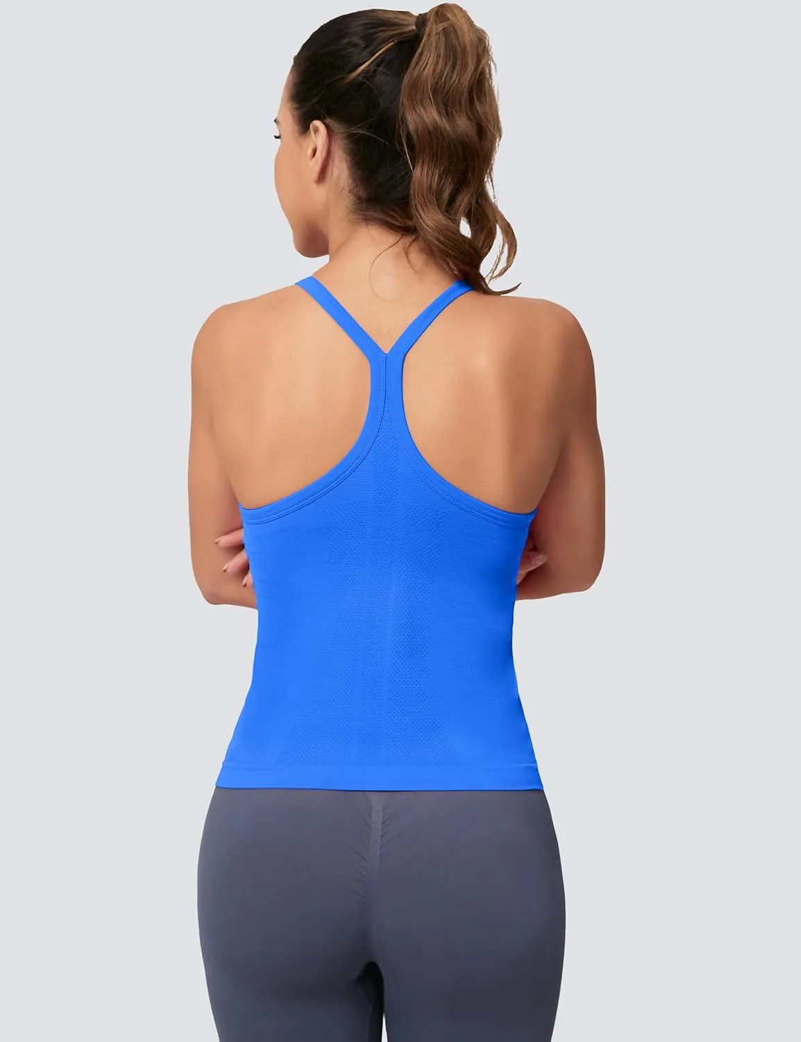 MathCat Workout Tank Tops for Women with Built in Bra, Sleeveless Gym Tops Seamless Racerback Athletic Yoga Shirts 2 Pack