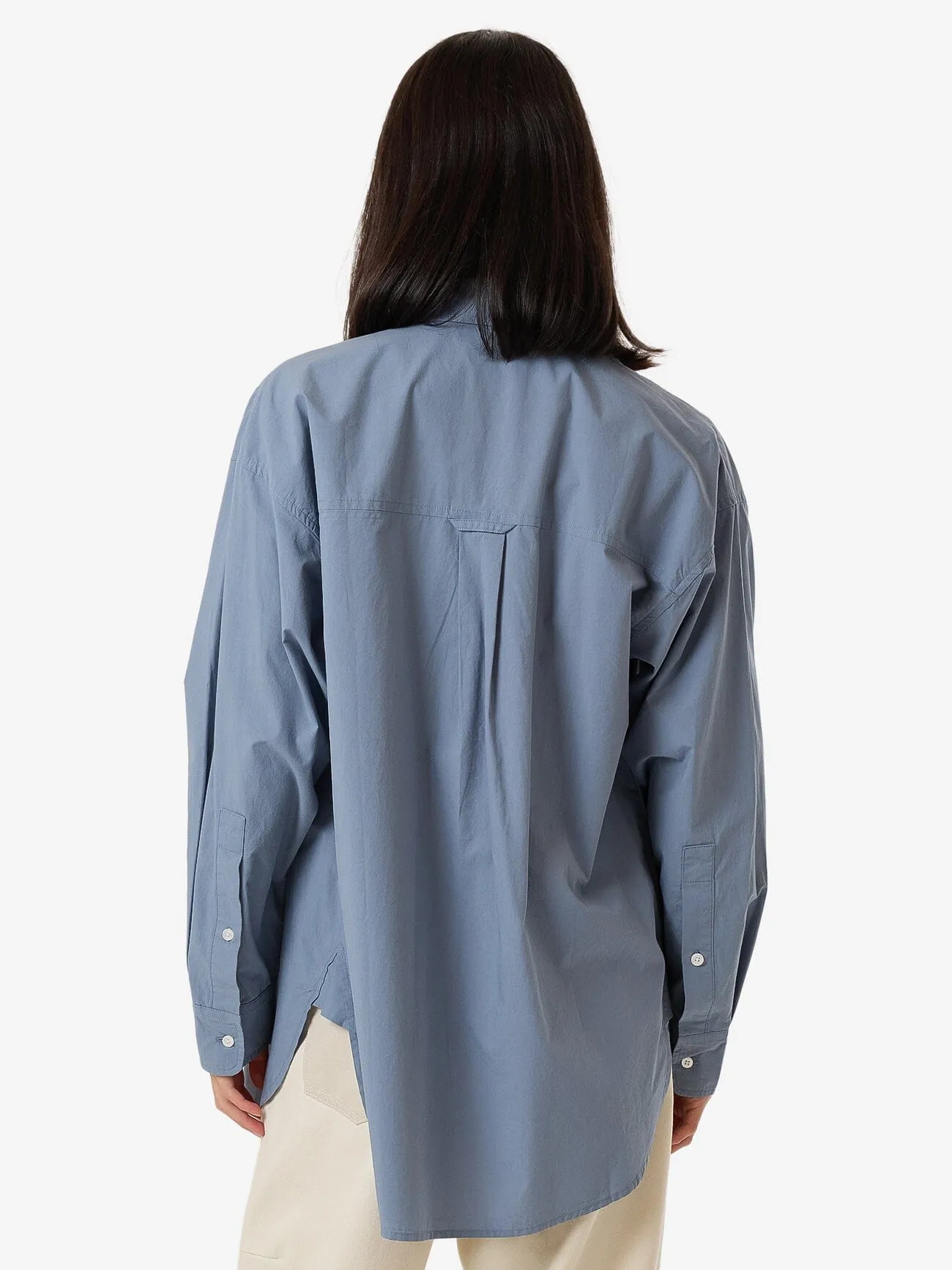 Maxwell Poplin Oversized Shirt - Dusty Blue