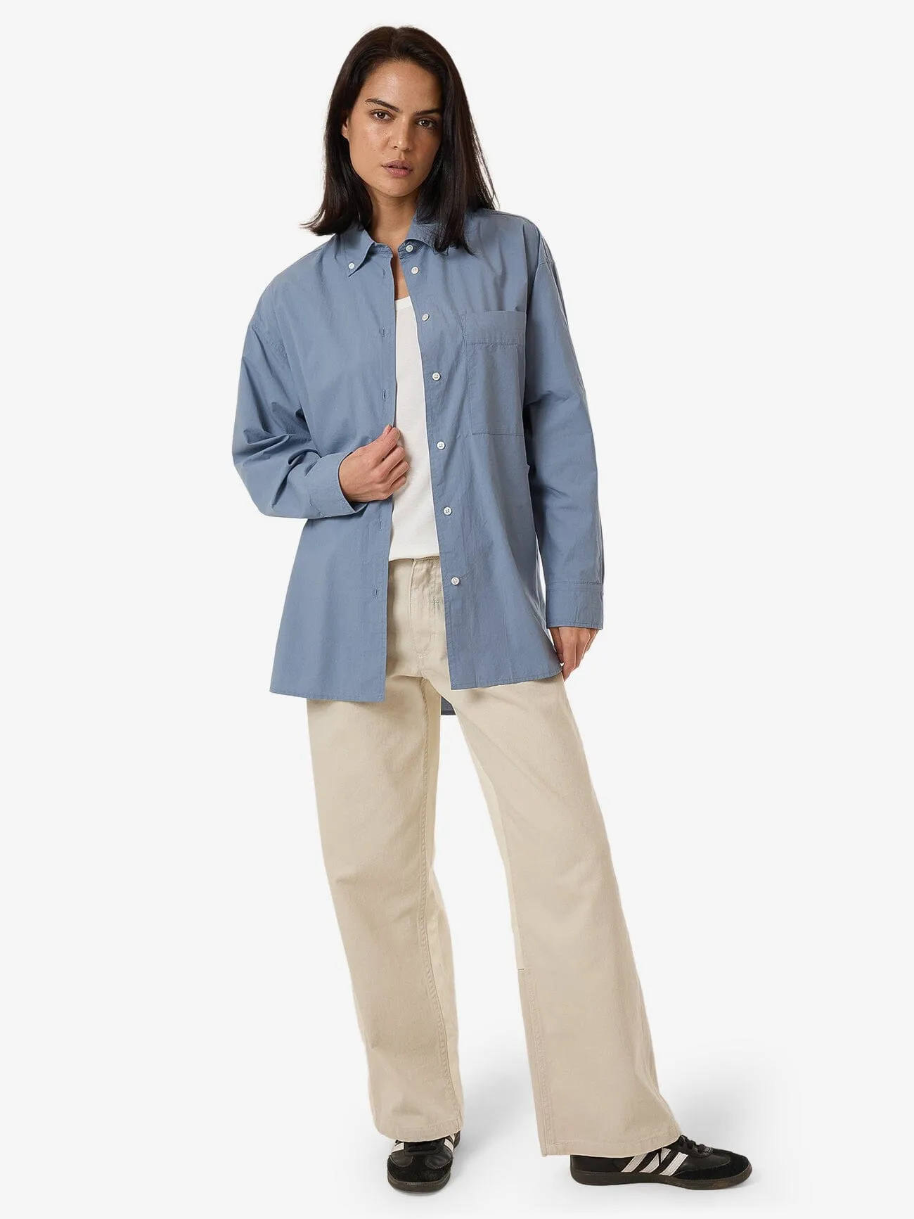 Maxwell Poplin Oversized Shirt - Dusty Blue