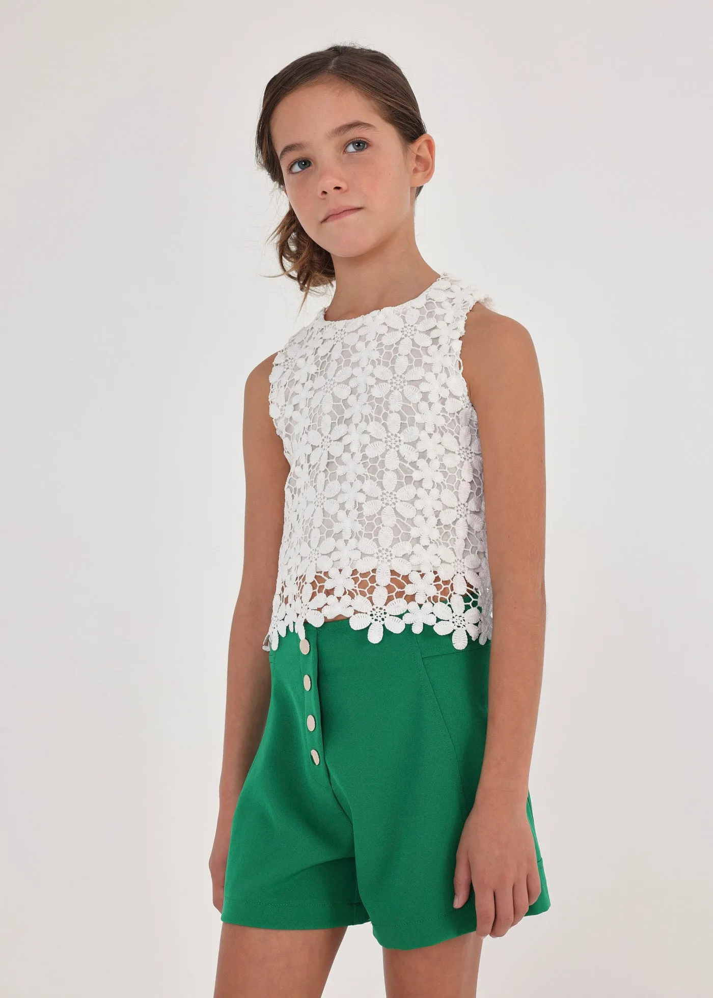 Mayoral Junior Crepe Shorts _Green 6235-086