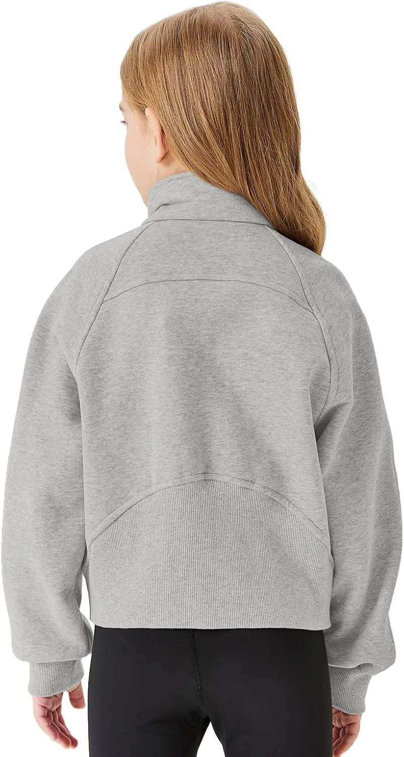 Meikulo Girls Zip Up Sweatshirt Kids Fashion Stand Collar Fleece Lined Jacket with Pockets 7-14 Years