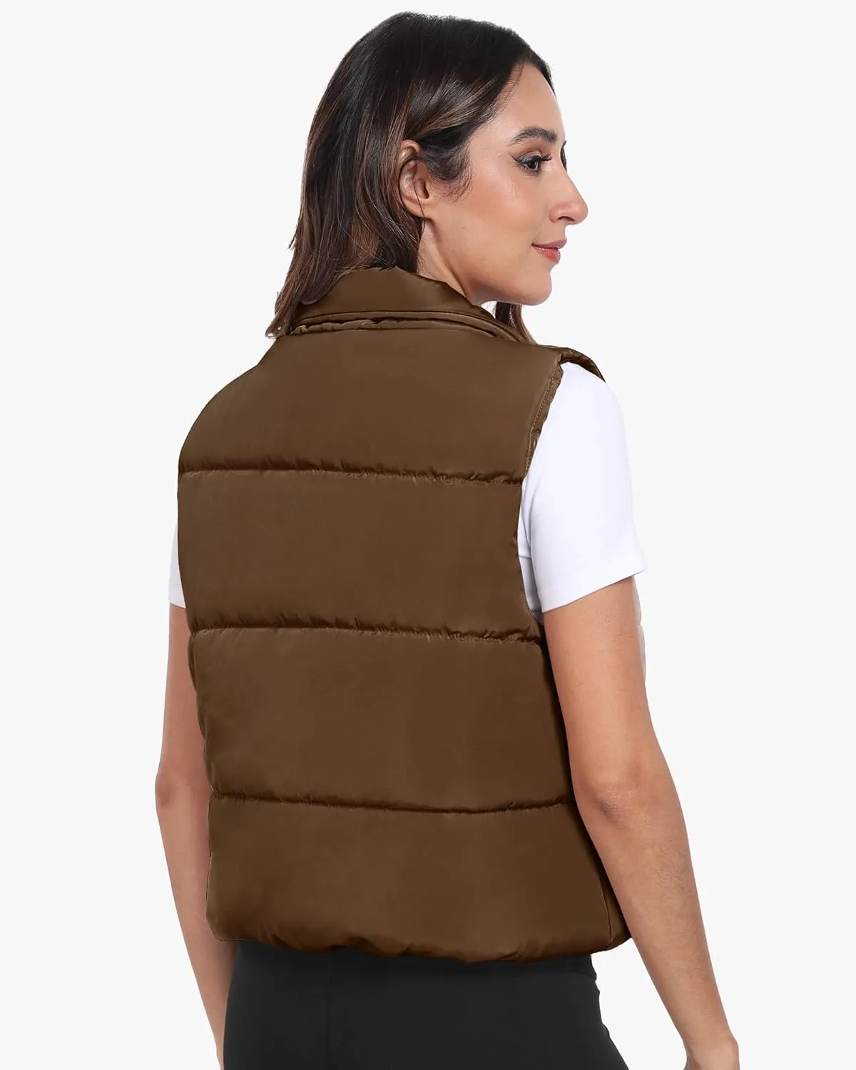 Memorose Puffer Vest for Women Winter Outwear Jacket Cropped Sleeveless Lightweight Fashion Fall Coat with Pockets