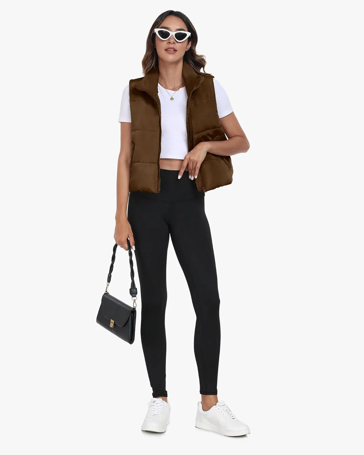 Memorose Puffer Vest for Women Winter Outwear Jacket Cropped Sleeveless Lightweight Fashion Fall Coat with Pockets