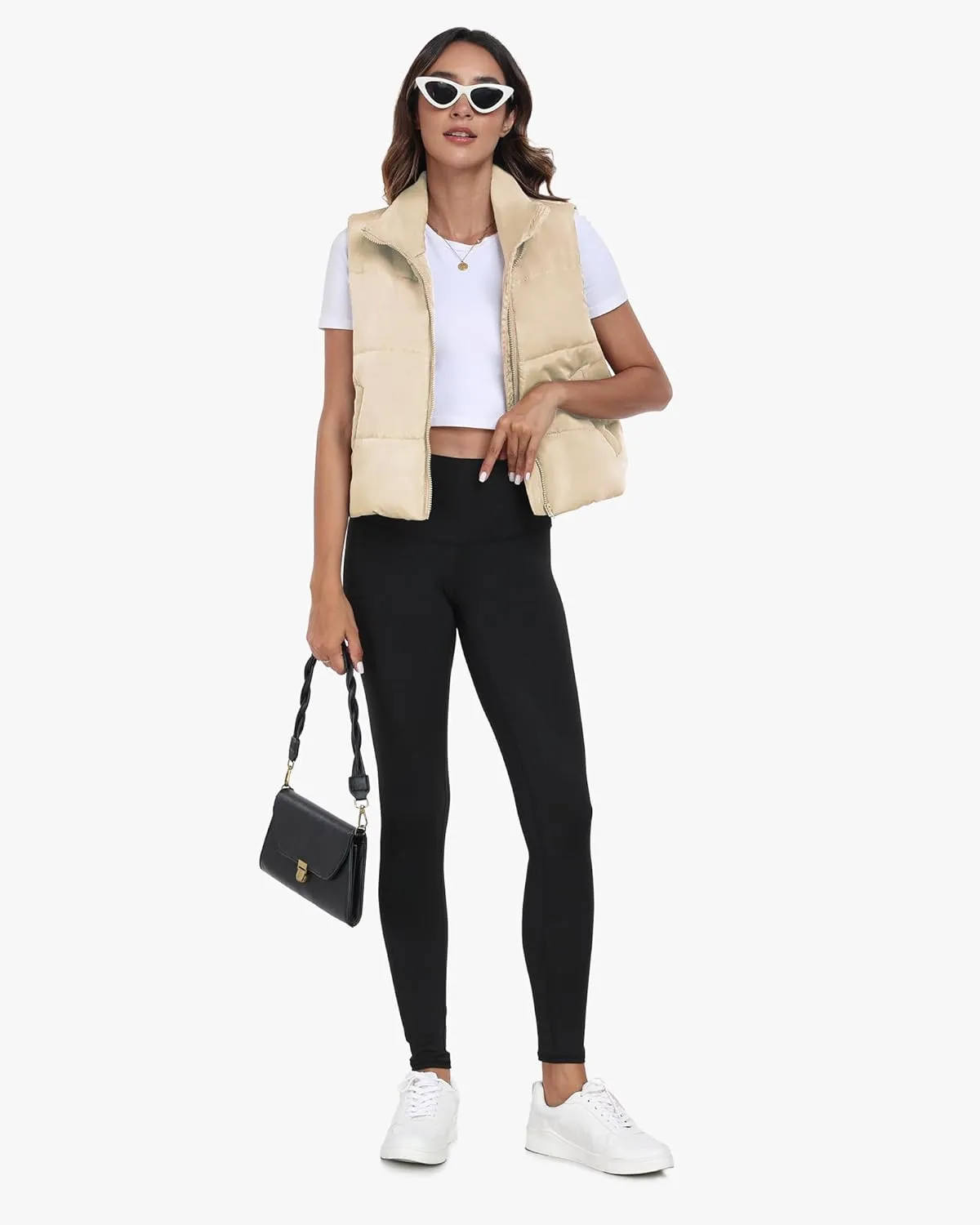 Memorose Puffer Vest for Women Winter Outwear Jacket Cropped Sleeveless Lightweight Fashion Fall Coat with Pockets