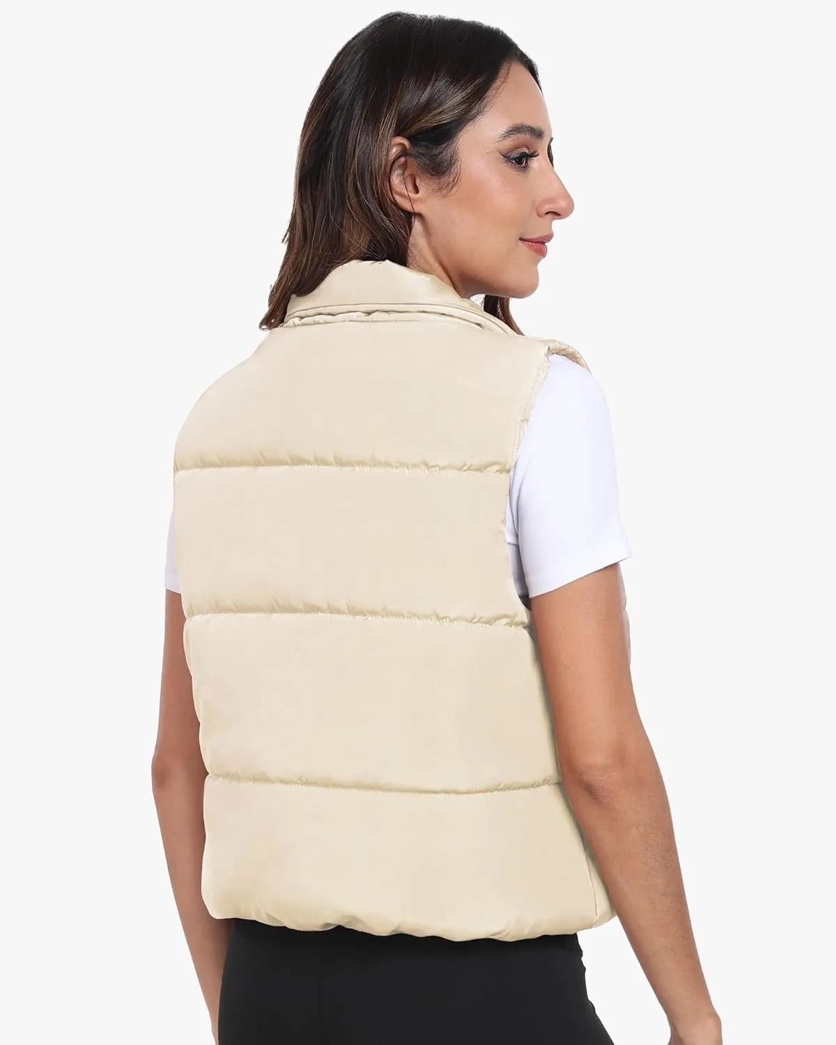 Memorose Puffer Vest for Women Winter Outwear Jacket Cropped Sleeveless Lightweight Fashion Fall Coat with Pockets