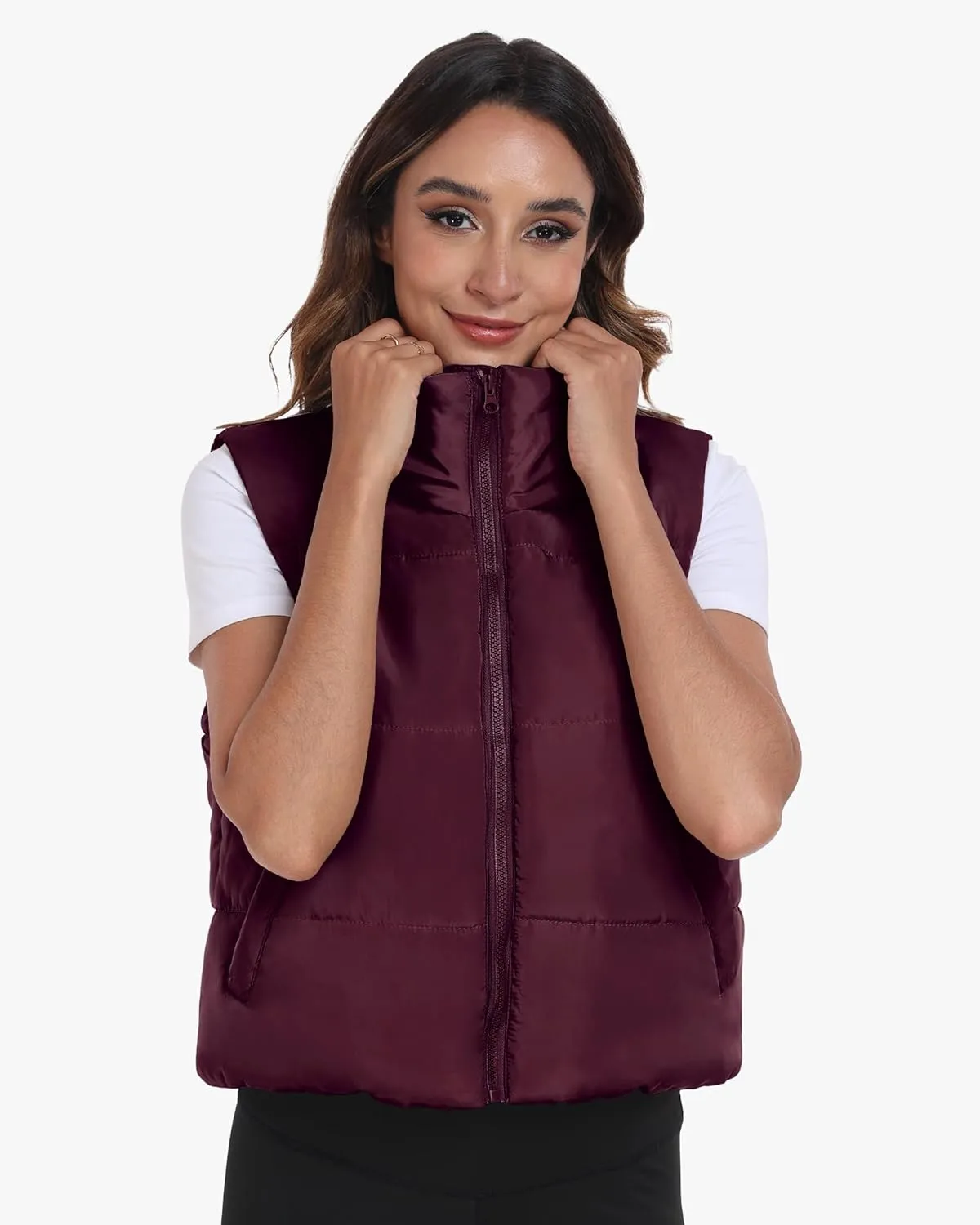 Memorose Puffer Vest for Women Winter Outwear Jacket Cropped Sleeveless Lightweight Fashion Fall Coat with Pockets