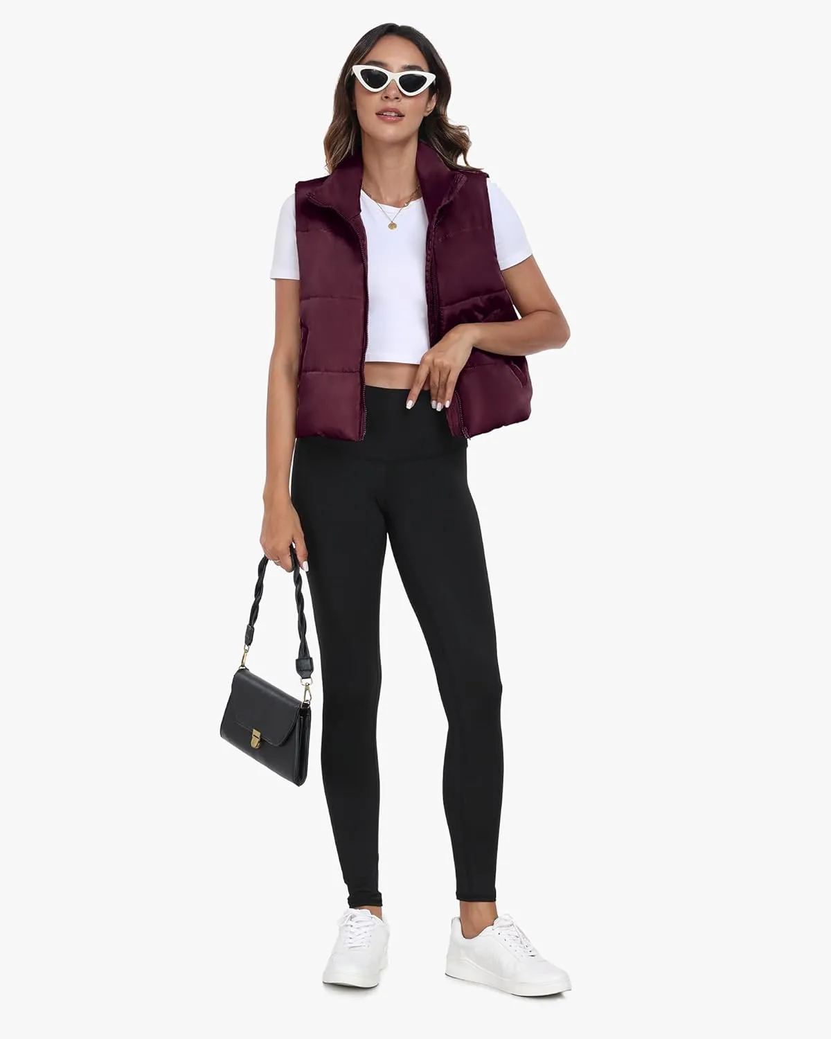 Memorose Puffer Vest for Women Winter Outwear Jacket Cropped Sleeveless Lightweight Fashion Fall Coat with Pockets