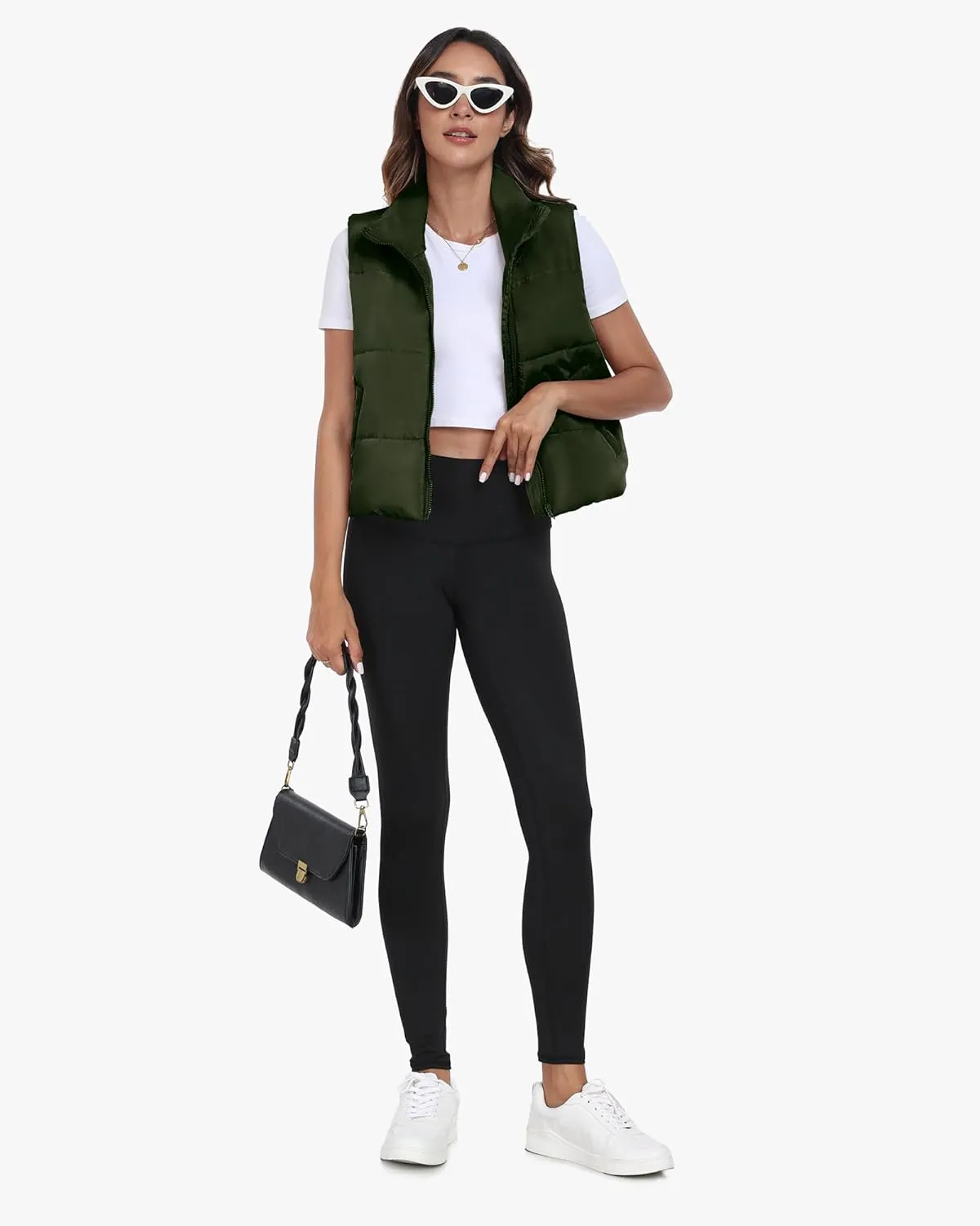 Memorose Puffer Vest for Women Winter Outwear Jacket Cropped Sleeveless Lightweight Fashion Fall Coat with Pockets