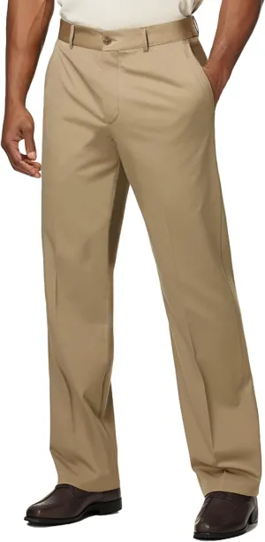 Men's 4-Way Stretch Straight Fit Flat Front Dress Pants Casual Pants Elastic Waist Chinos Pants
