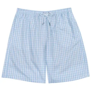 Men's 8" Swim Trunks Boxer Brief Liner | "Blue Gingham"