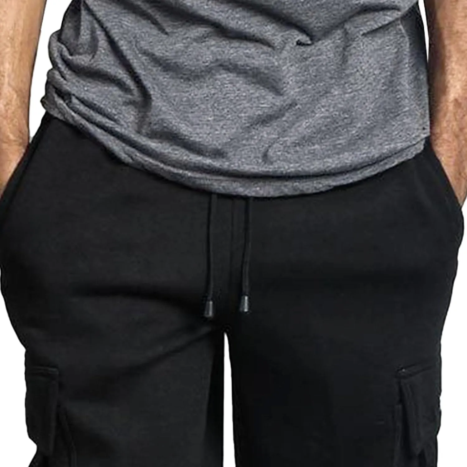 Men's Baggy Straight Leg Casual Pants Drawstring Loose Fit Casual Pants Outdoor Hiking Cargo Trousers