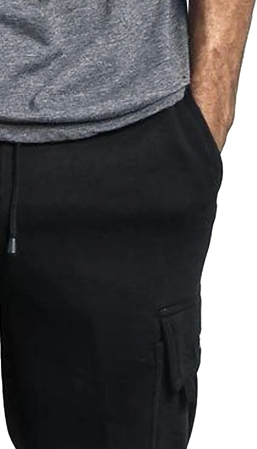 Men's Baggy Straight Leg Casual Pants Drawstring Loose Fit Casual Pants Outdoor Hiking Cargo Trousers