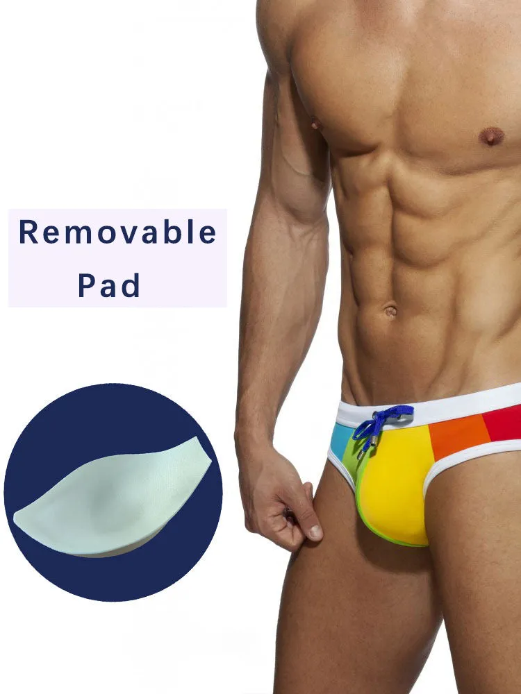 Mens Beachwear Bulge Pouch Paded Swim Briefs