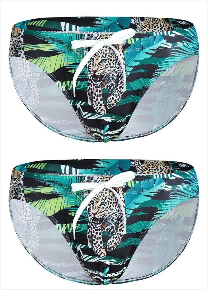Mens Bulge Pouch Surfing Printed Bohemian Swim Briefs