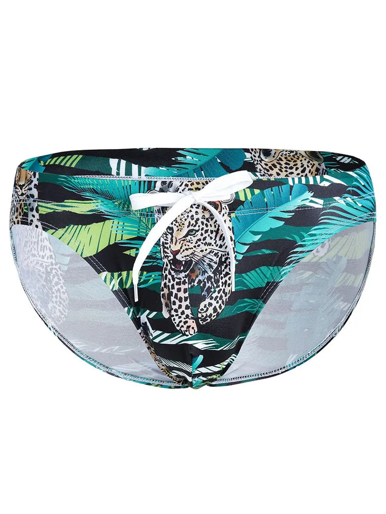 Mens Bulge Pouch Surfing Printed Bohemian Swim Briefs
