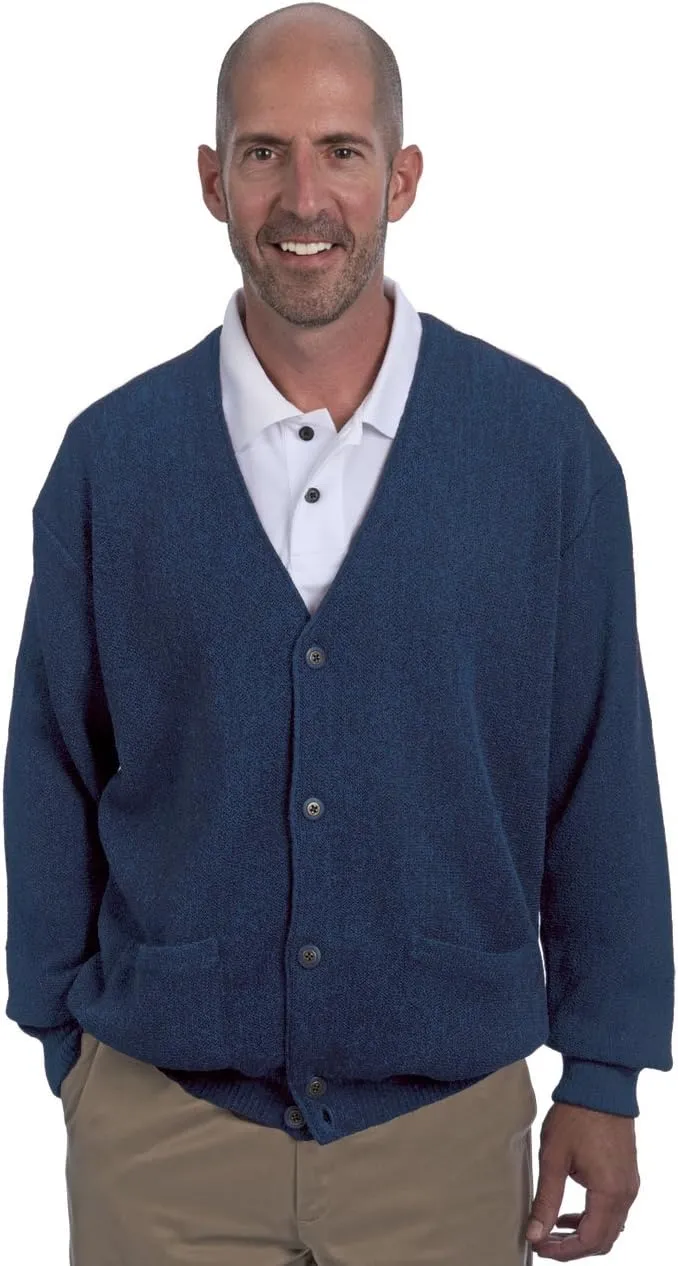 Men's Button Down Golf Cardigan Sweater with Pockets - 100% Alpaca Wool