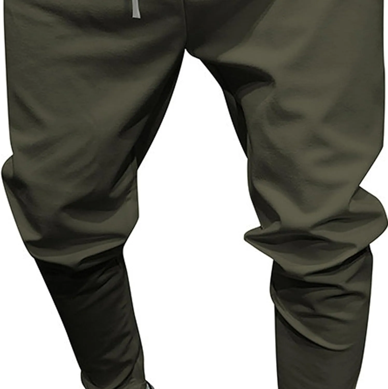 Men's Casual Slim Fit Tapered Pants Drawstring Cotton Joggers Pants Solid Lightweight Athletic Outdoor Trousers