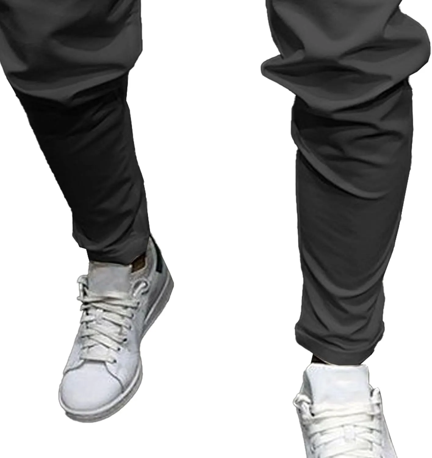 Men's Casual Slim Fit Tapered Pants Drawstring Cotton Joggers Pants Solid Lightweight Athletic Outdoor Trousers