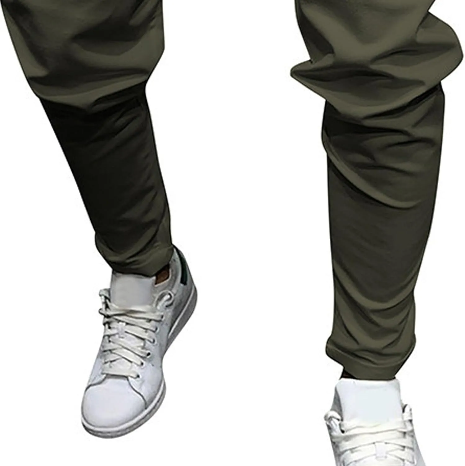 Men's Casual Slim Fit Tapered Pants Drawstring Cotton Joggers Pants Solid Lightweight Athletic Outdoor Trousers