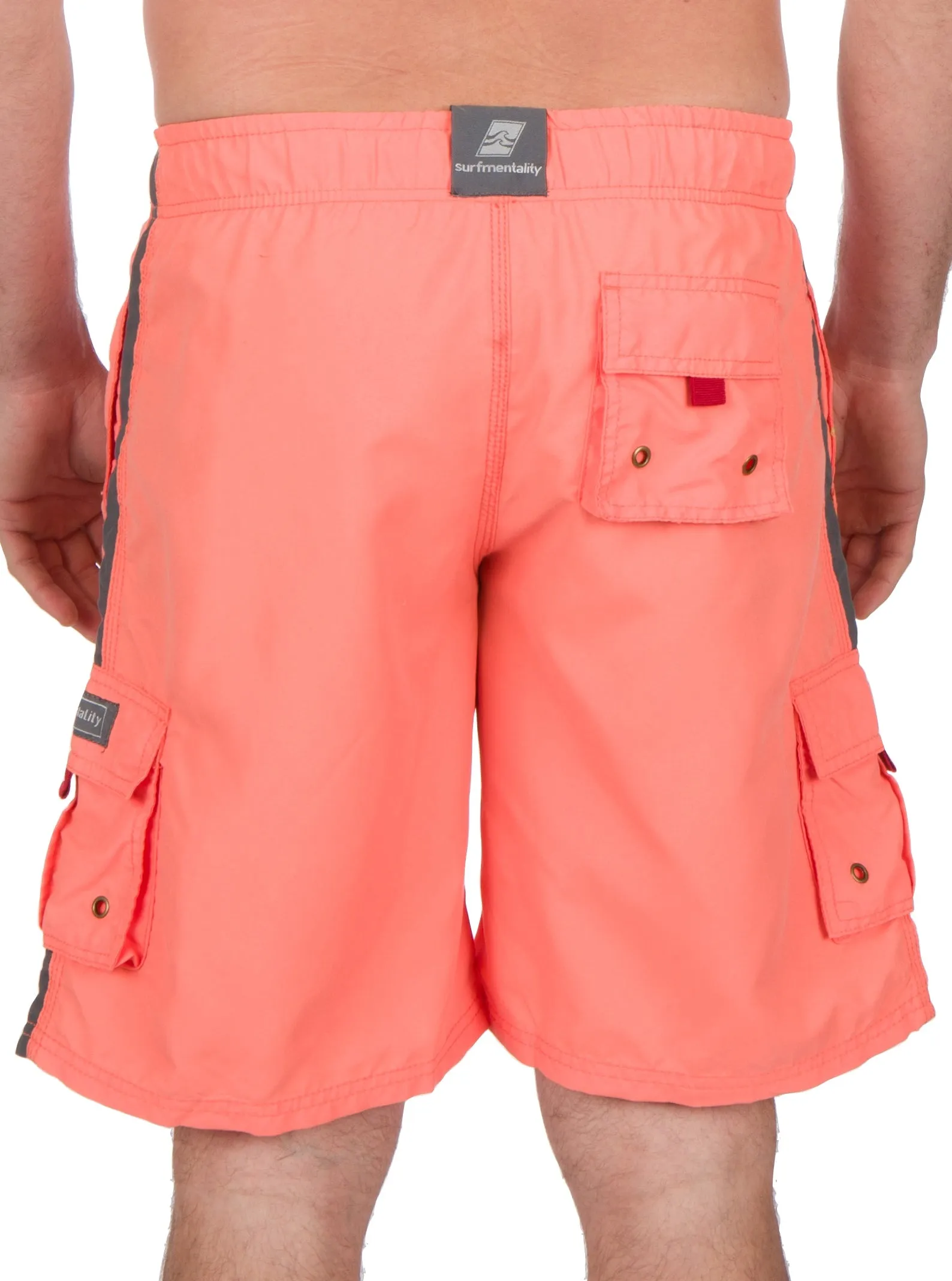 Men's Contrast Striped Solid Color Swim Trunks for Surfing and Skating by Sakkas