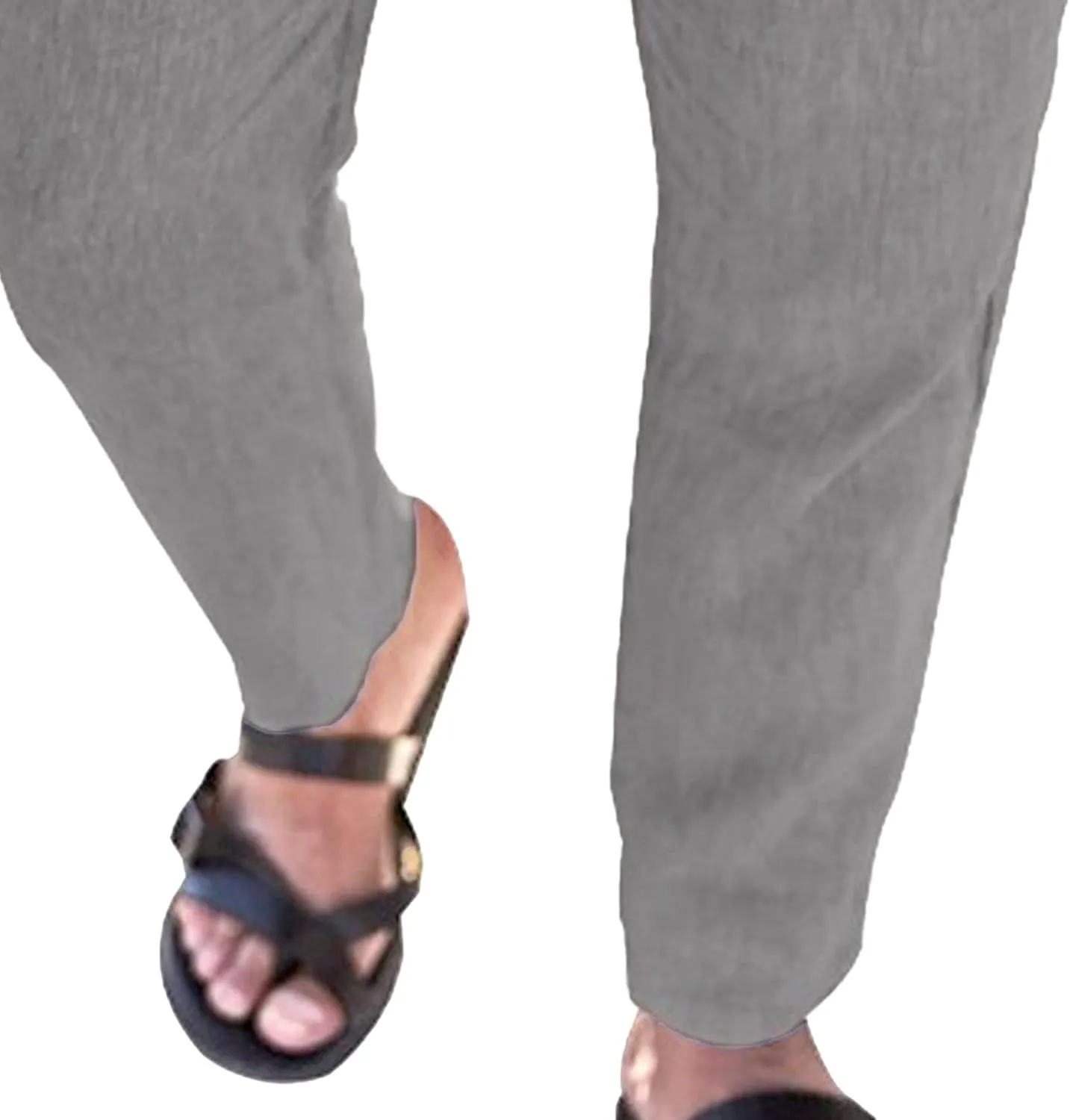 Men's Cotton Linen Drawstring Casual Pants Solid Yoga Lightweight Trousers Straight Leg Summer Hiking Pants