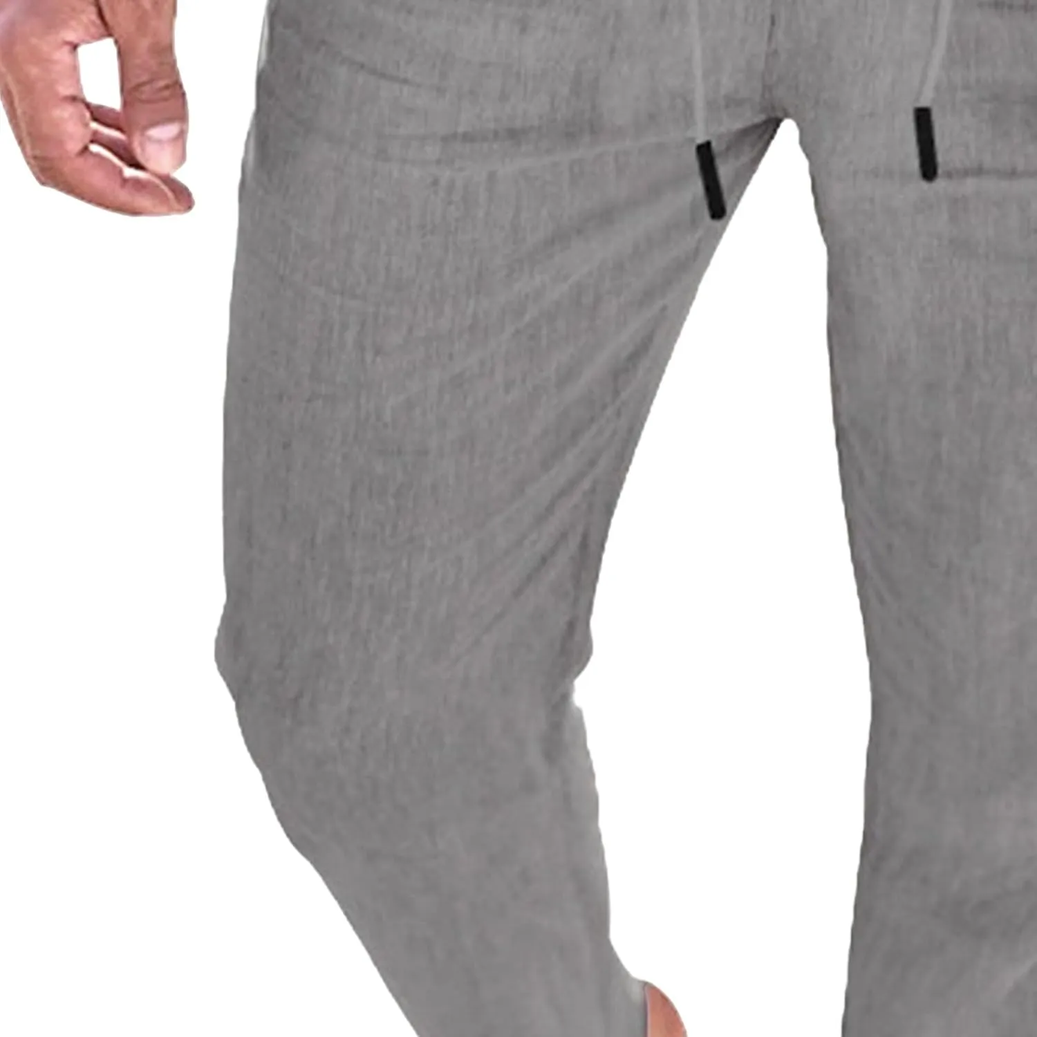 Men's Cotton Linen Drawstring Casual Pants Solid Yoga Lightweight Trousers Straight Leg Summer Hiking Pants