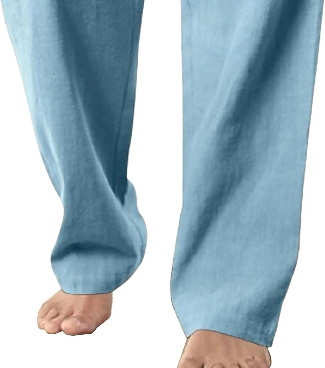 Men's Cotton Linen Sweatpants Yoga Pants Casual Loose Fit Jogging Pants Solid Drawstring Elastic Waist Trousers