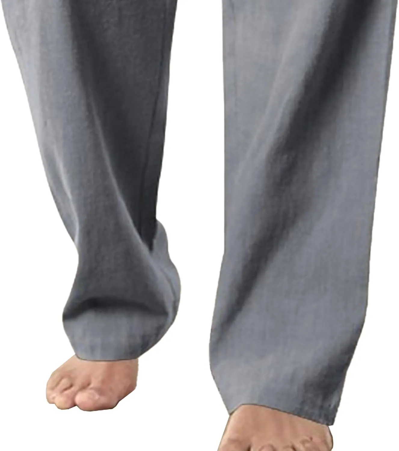 Men's Cotton Linen Sweatpants Yoga Pants Casual Loose Fit Jogging Pants Solid Drawstring Elastic Waist Trousers