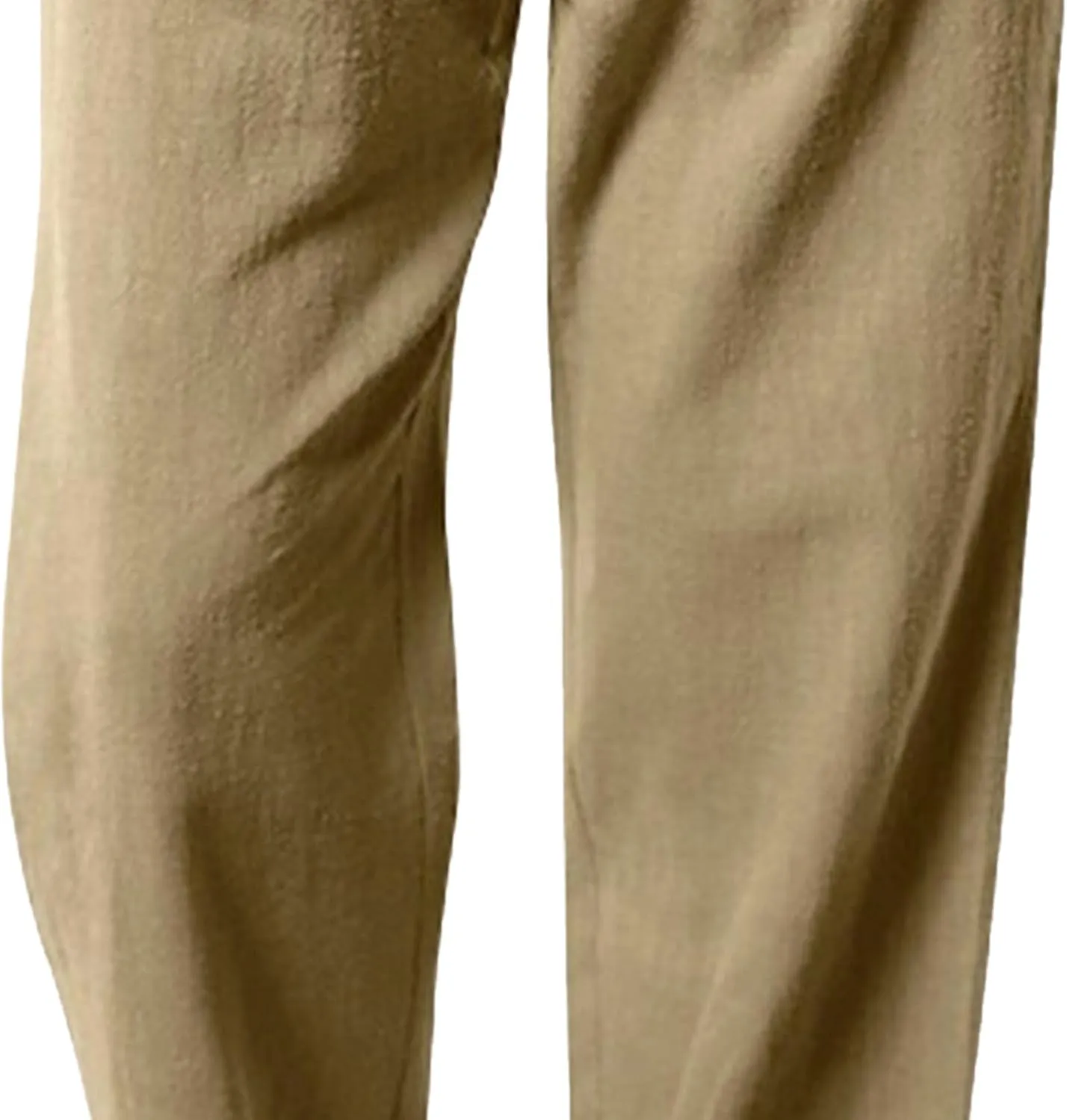 Men's Cotton Linen Sweatpants Yoga Pants Casual Loose Fit Jogging Pants Solid Drawstring Elastic Waist Trousers