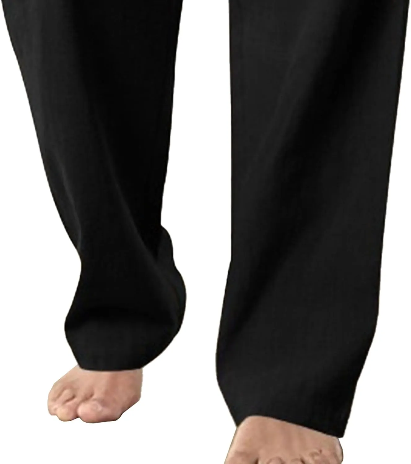 Men's Cotton Linen Sweatpants Yoga Pants Casual Loose Fit Jogging Pants Solid Drawstring Elastic Waist Trousers