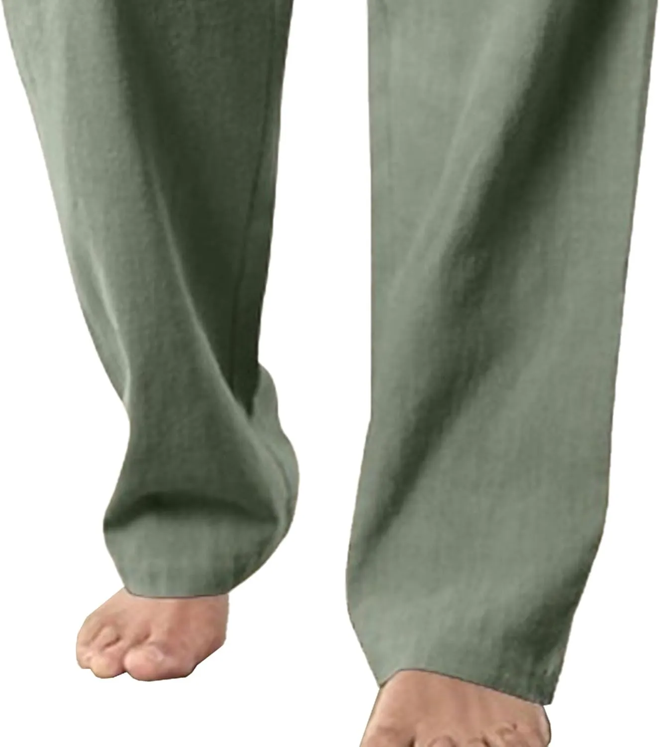 Men's Cotton Linen Sweatpants Yoga Pants Casual Loose Fit Jogging Pants Solid Drawstring Elastic Waist Trousers