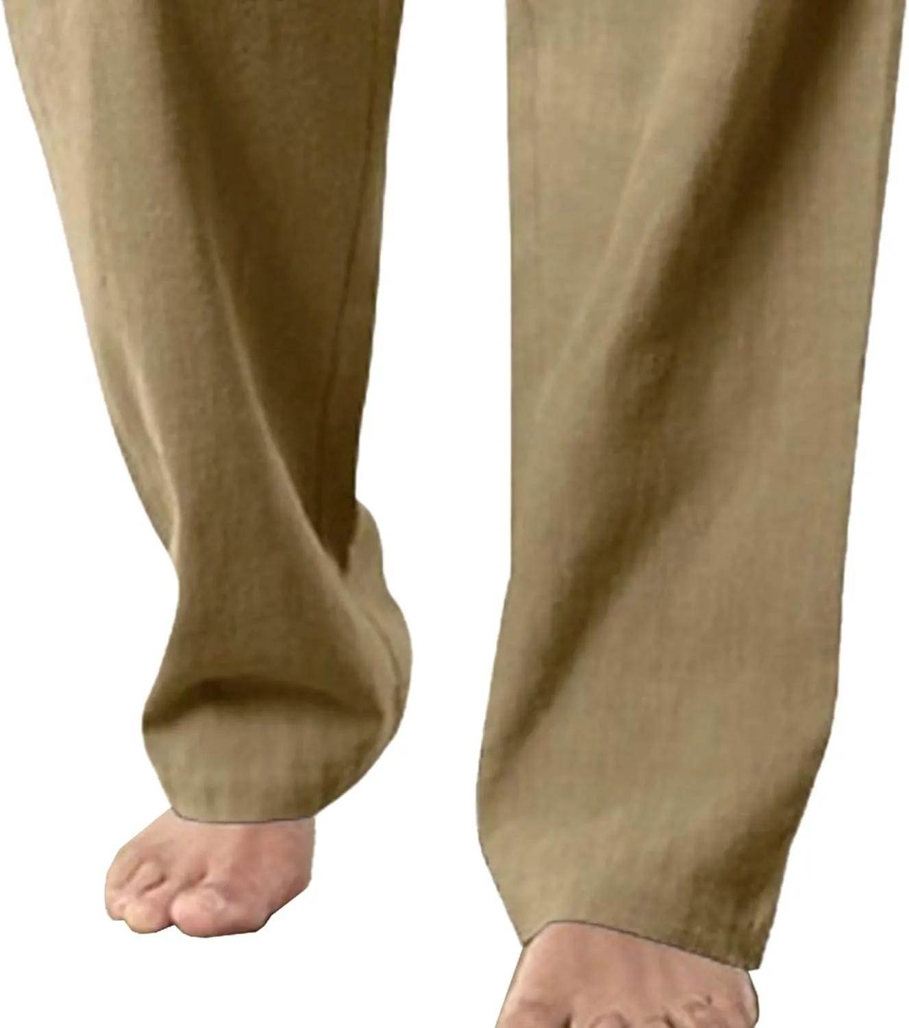 Men's Cotton Linen Sweatpants Yoga Pants Casual Loose Fit Jogging Pants Solid Drawstring Elastic Waist Trousers