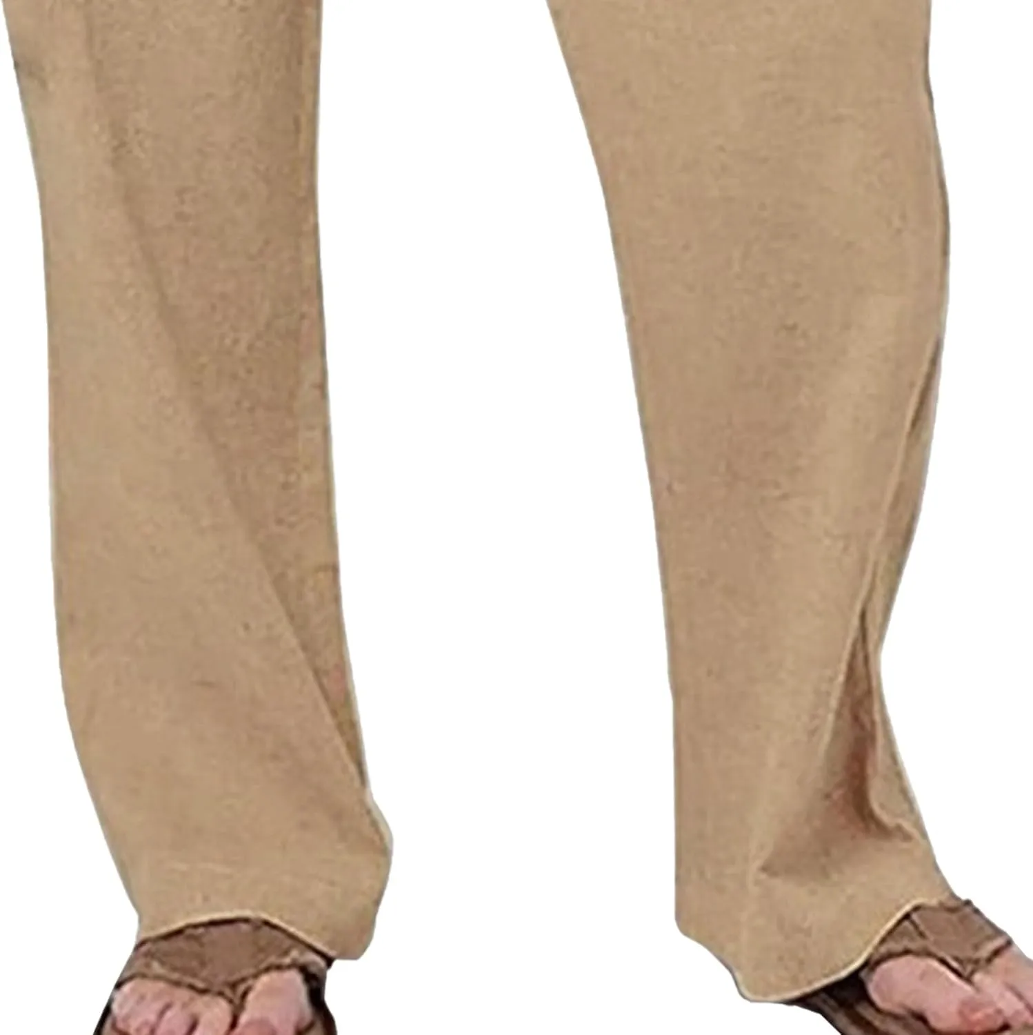 Men's Elatic Waist Baggy Summer Pants Solid Casual Linen Beach Trouser Drawstring Straight Leg Pants