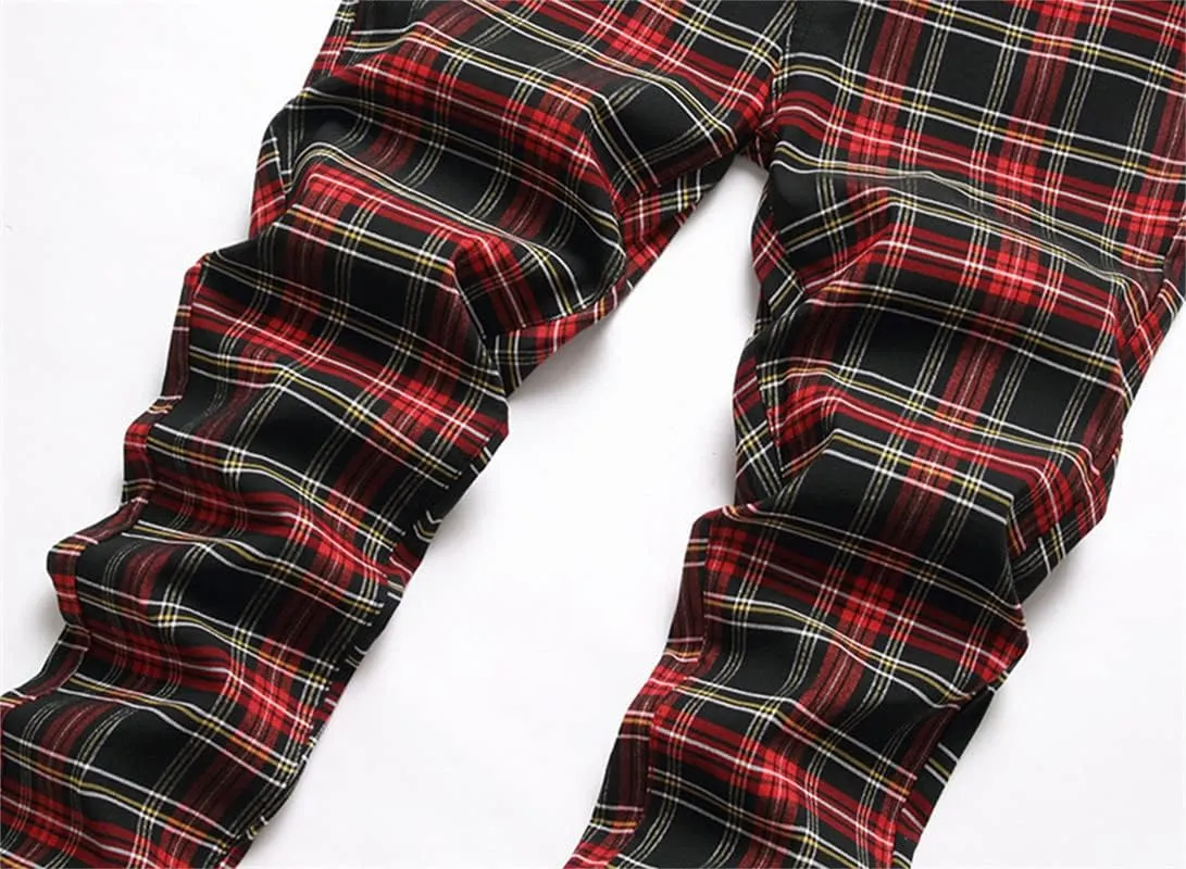 Men's Fashion Stretch Dress Pants Slim Fit Plaid Skinny Long Pants Casual Business Sweatpants Dress Chinos Pants