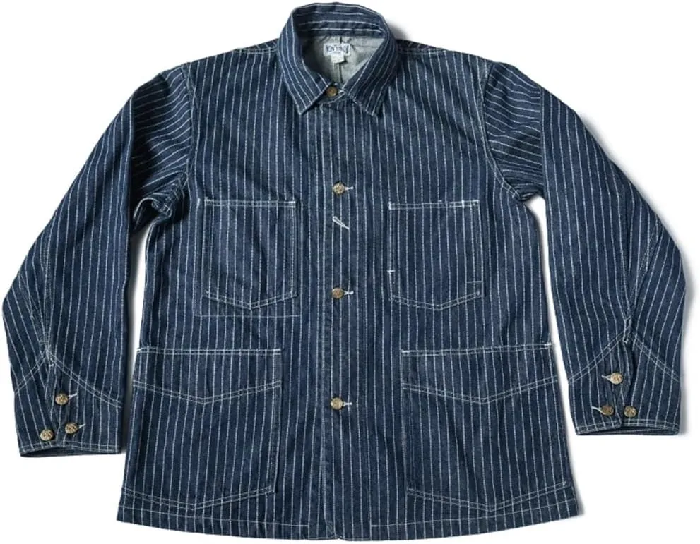 Mens Jacket Vintage Stripe Denim Coat
