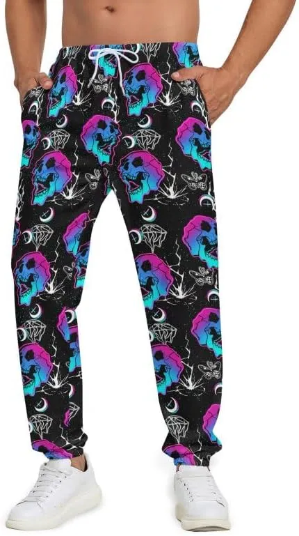 Men's Jogger Pants 80s Workout Costumes 90s Funny Sweatpants with Pockets Casual Sports Track Pants