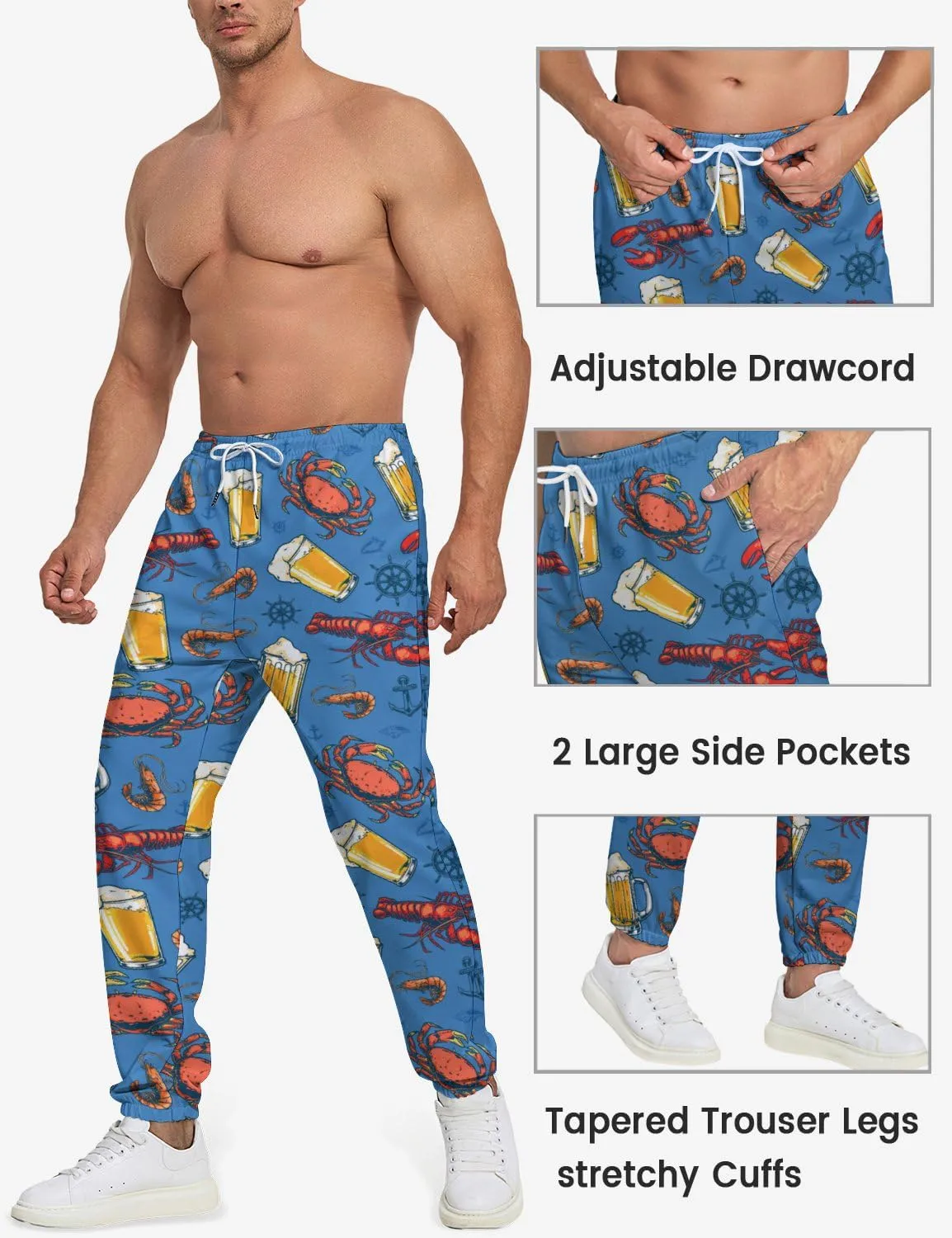 Men's Jogger Pants 80s Workout Costumes 90s Funny Sweatpants with Pockets Casual Sports Track Pants