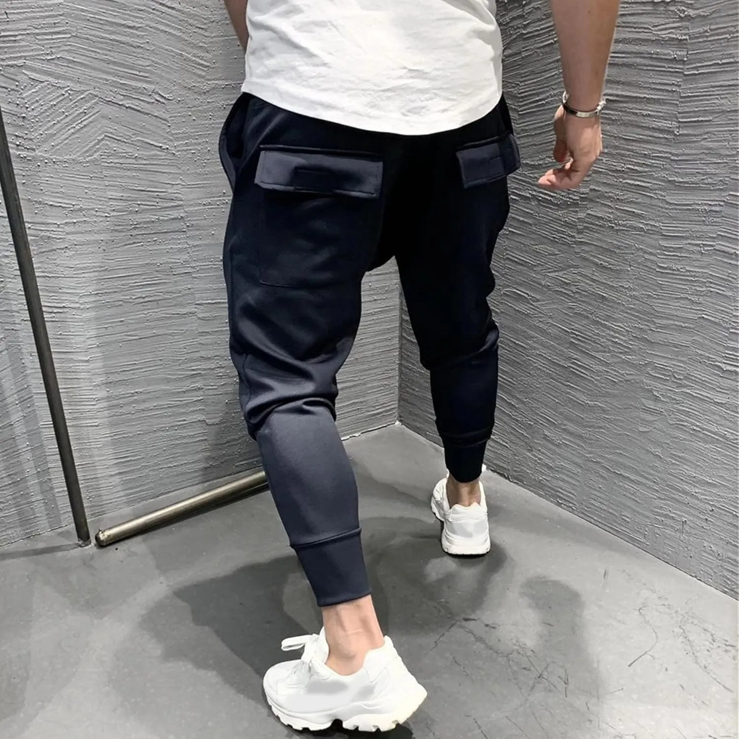 Men's Slim Fit Stretch Srtlish Casual Pants Elastic Waist Hip Hop Outdoor Pants Casual Sweatpants Athletic Trousers